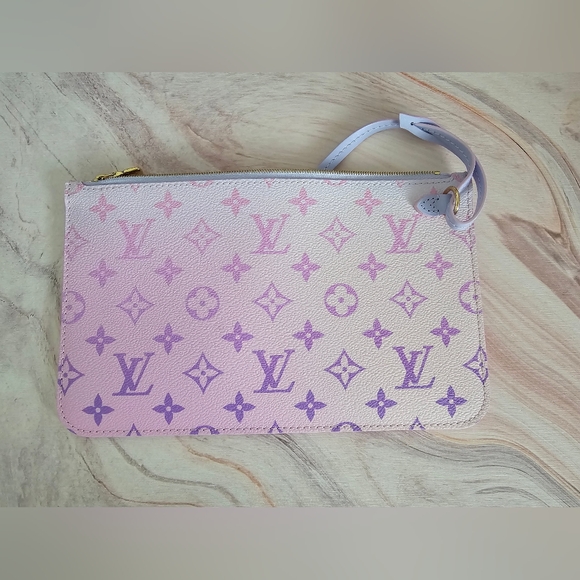 Louis Vuitton Spring In The City Neverfull Pochette Sunrise Pastel Wristlet - Picture 3 of 9